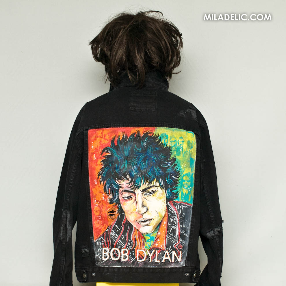 Bob Dylan recznie malowana kurtka jeansowa recznie malowane ubrania