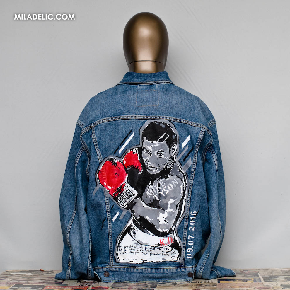 mike tyson zelazny mike bestia recznie malowana kurtka dzinsowa reczne mlowanie na ubraniach na zamowienie best custom jacket 2021