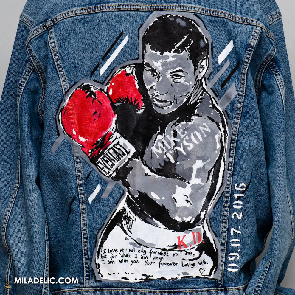 mike tyson iron mike beast Kid Dynamite hand painted custom jacket recznie malowana kurtka jeansowa best custom jacket 2021