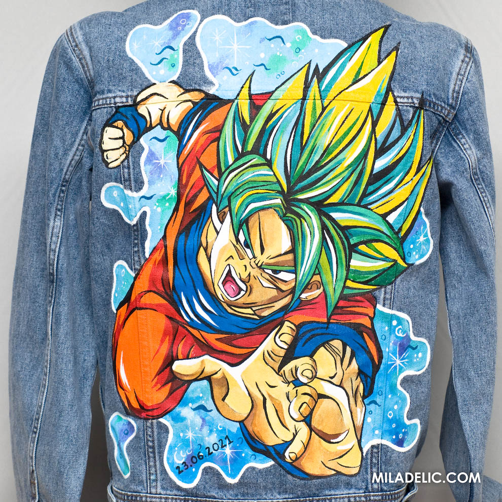 Dragon Ball Son Goku custom hand painted jacket recznie malowane kurtki na zamowienia recznie malowane ubrania kustomowe ciuchy