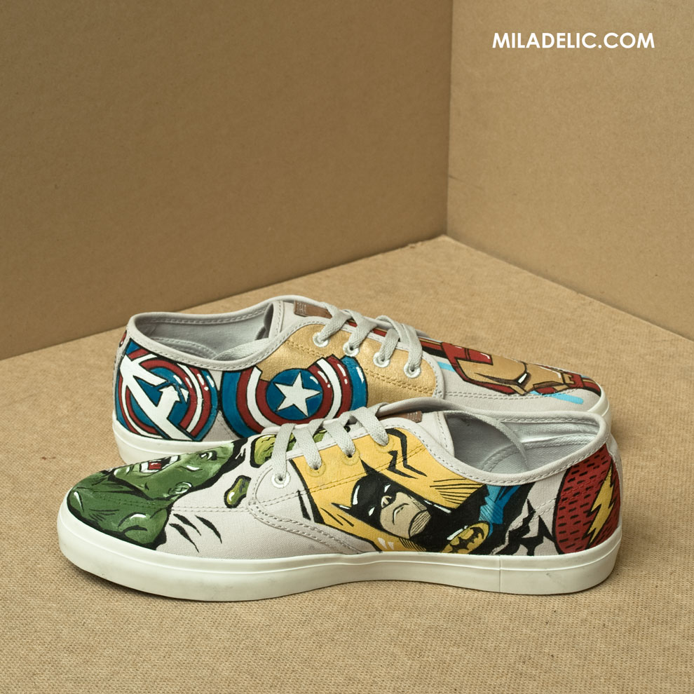 Ręcznie malowane buty DC Comics Batman Ironman Hulk