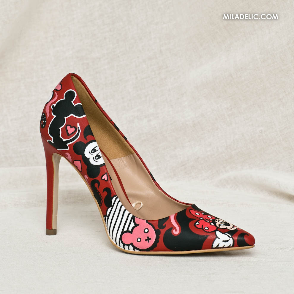 dinsey custom high heels ręcznie malowane czerwone szpilki z naturalnej skóry gino rossi