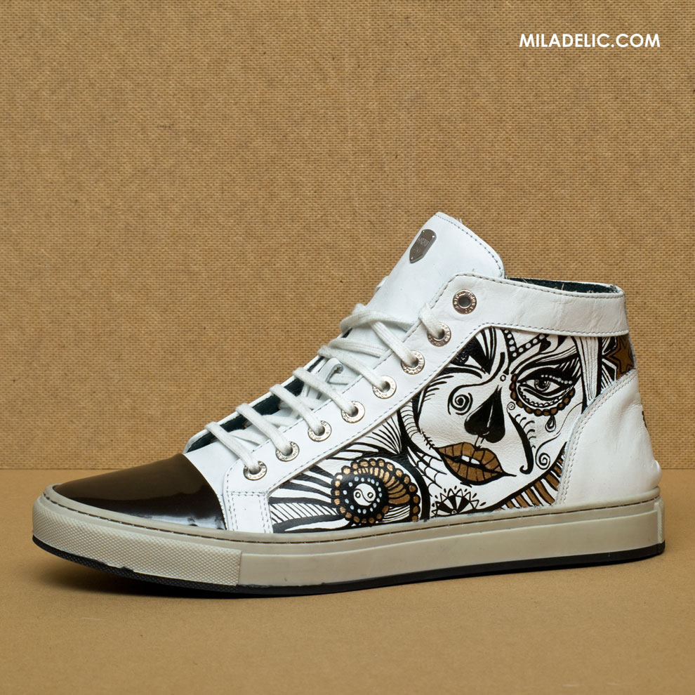 Ręcznie malowane buty skórzane