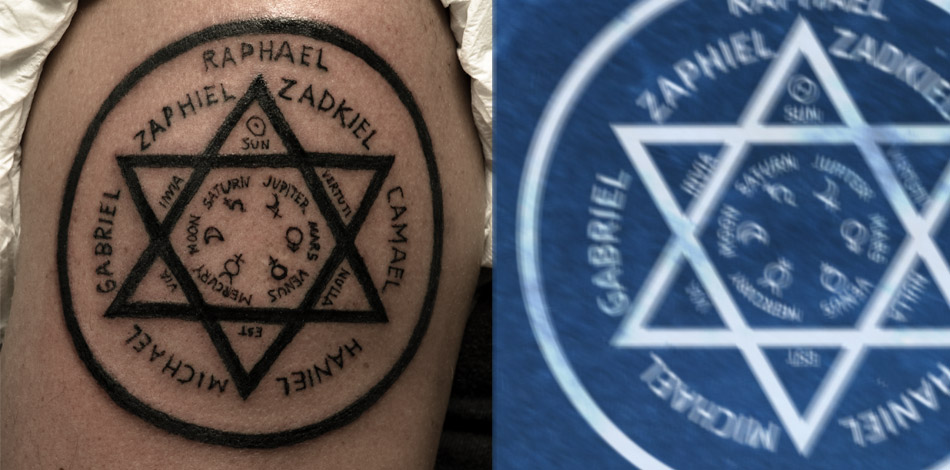 Tatuaż Talizman Archaniołów Raphael Zaphiel Zadkiel Camael Haniel Michael Gabriel